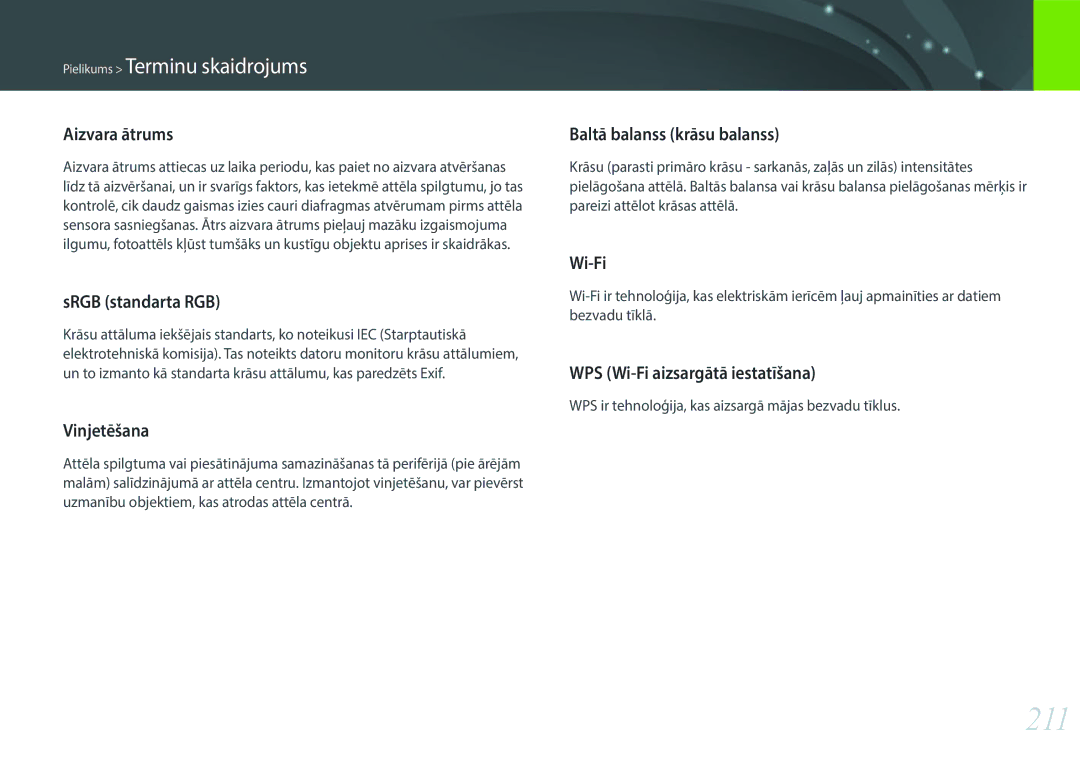 Samsung EV-NX30ZZBGBLV manual 211 