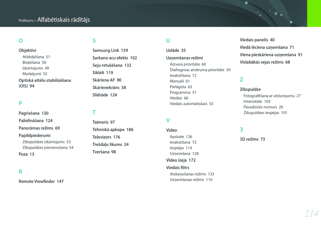 Samsung EV-NX30ZZBGBLV manual 214, Papildpiederumi, Zibspuldzes izkārtojums, Trešdaļu likums, Zibspuldzes pievienošana 