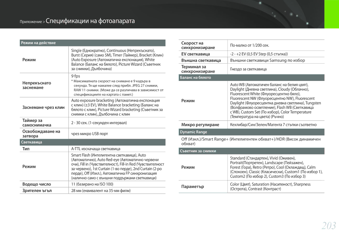 Samsung EV-NX30ZZBGBRO manual 203 