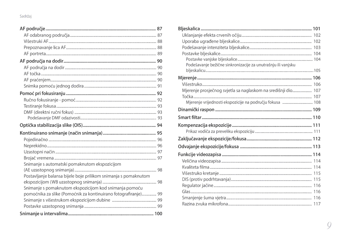 Samsung EV-NX30ZZBGBRS manual Snimanje s automatski pomaknutom ekspozicijom, 114 