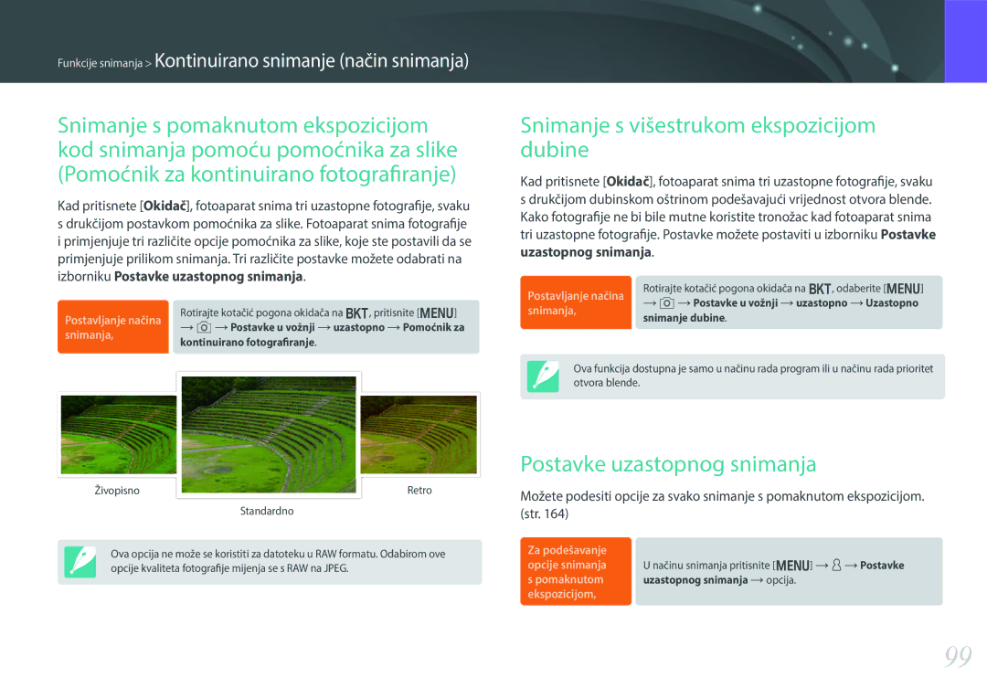 Samsung EV-NX30ZZBGBRS manual Snimanje s višestrukom ekspozicijom dubine, Postavke uzastopnog snimanja 