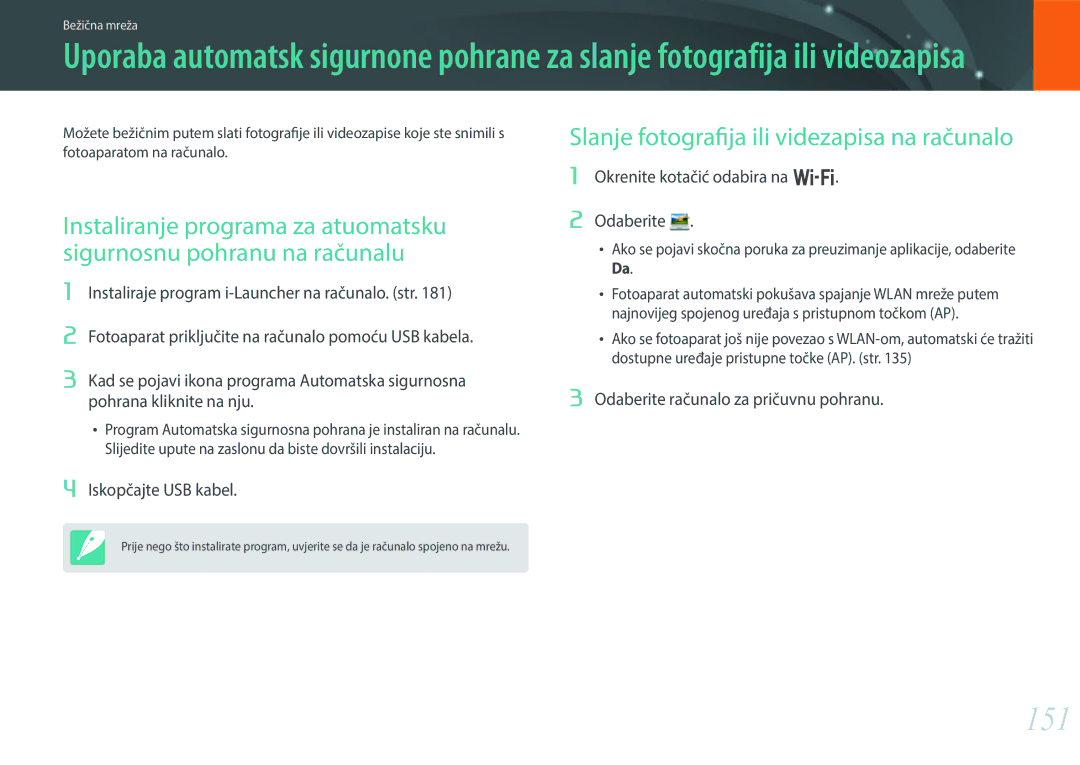 Samsung EV-NX30ZZBGBRS manual 151, Slanje fotografija ili videzapisa na računalo, Okrenite kotačić odabira na B Odaberite 