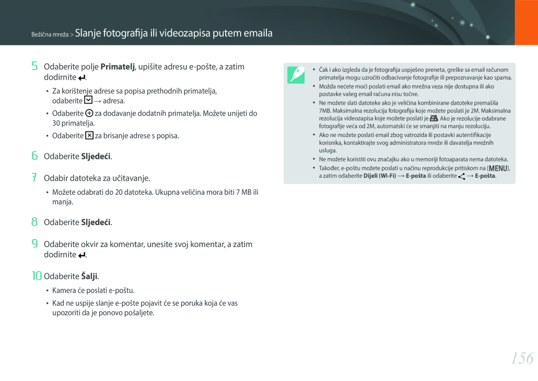 Samsung EV-NX30ZZBGBRS manual 156, Odaberite Sljedeći Odabir datoteka za učitavanje 