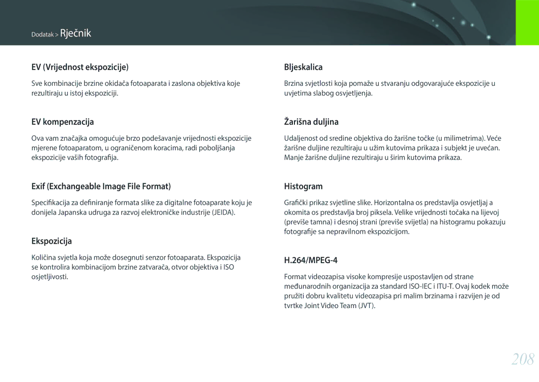 Samsung EV-NX30ZZBGBRS manual 208 