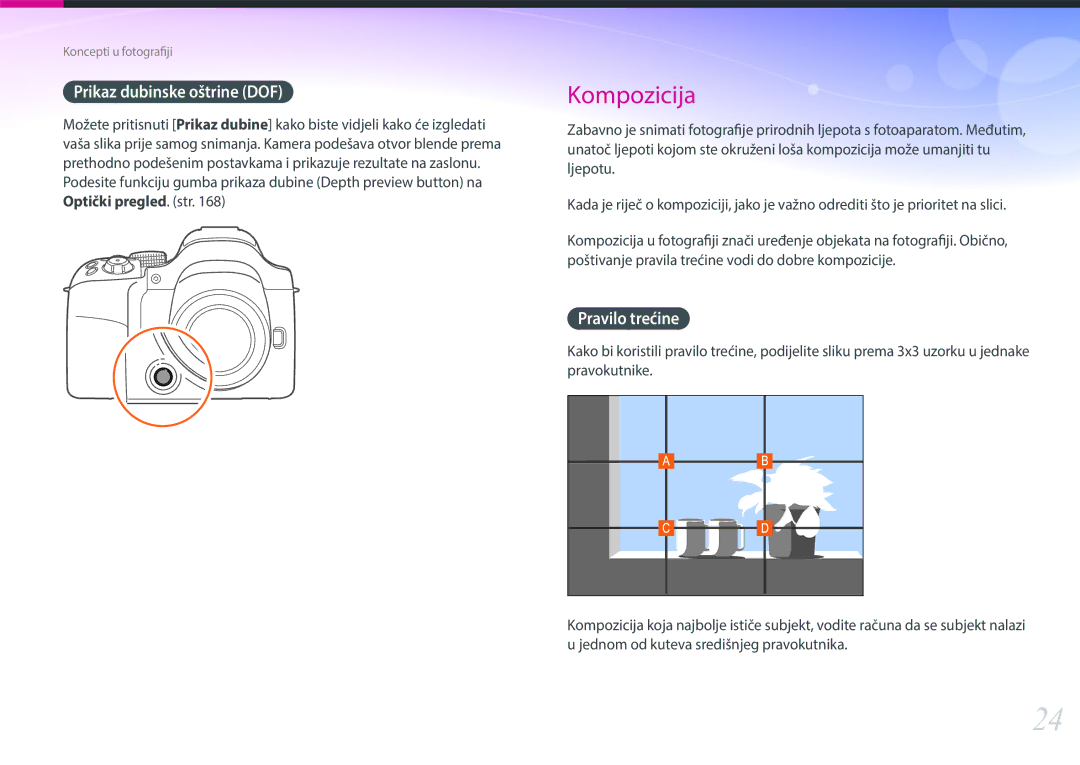 Samsung EV-NX30ZZBGBRS manual Prikaz dubinske oštrine DOF, Pravilo trećine 