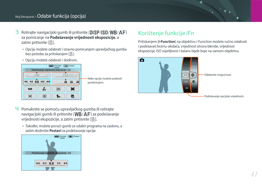 Samsung EV-NX30ZZBGBRS manual Korištenje funkcije iFn 