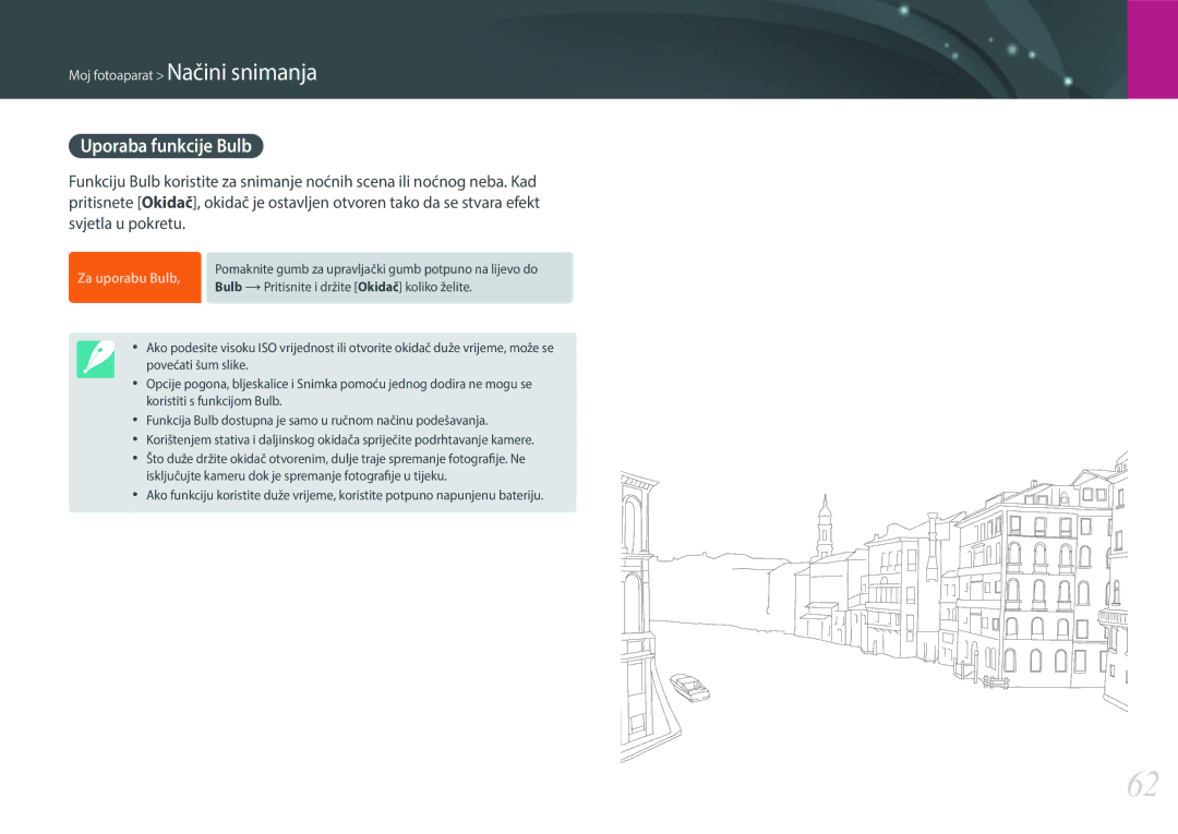 Samsung EV-NX30ZZBGBRS manual Uporaba funkcije Bulb, Za uporabu Bulb 