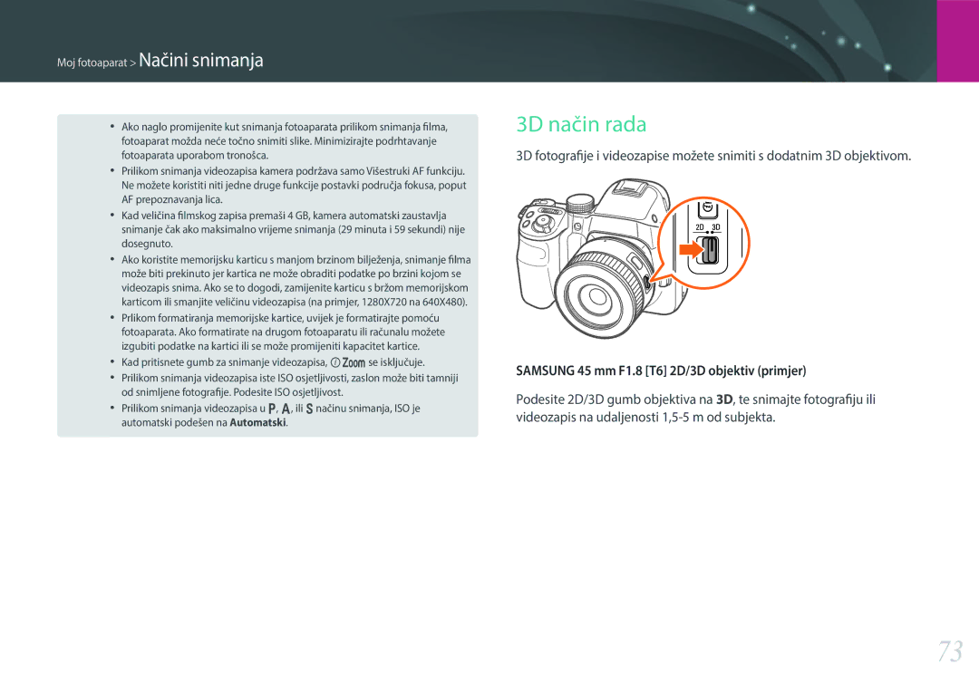 Samsung EV-NX30ZZBGBRS manual 3D način rada, Samsung 45 mm F1.8 T6 2D/3D objektiv primjer 