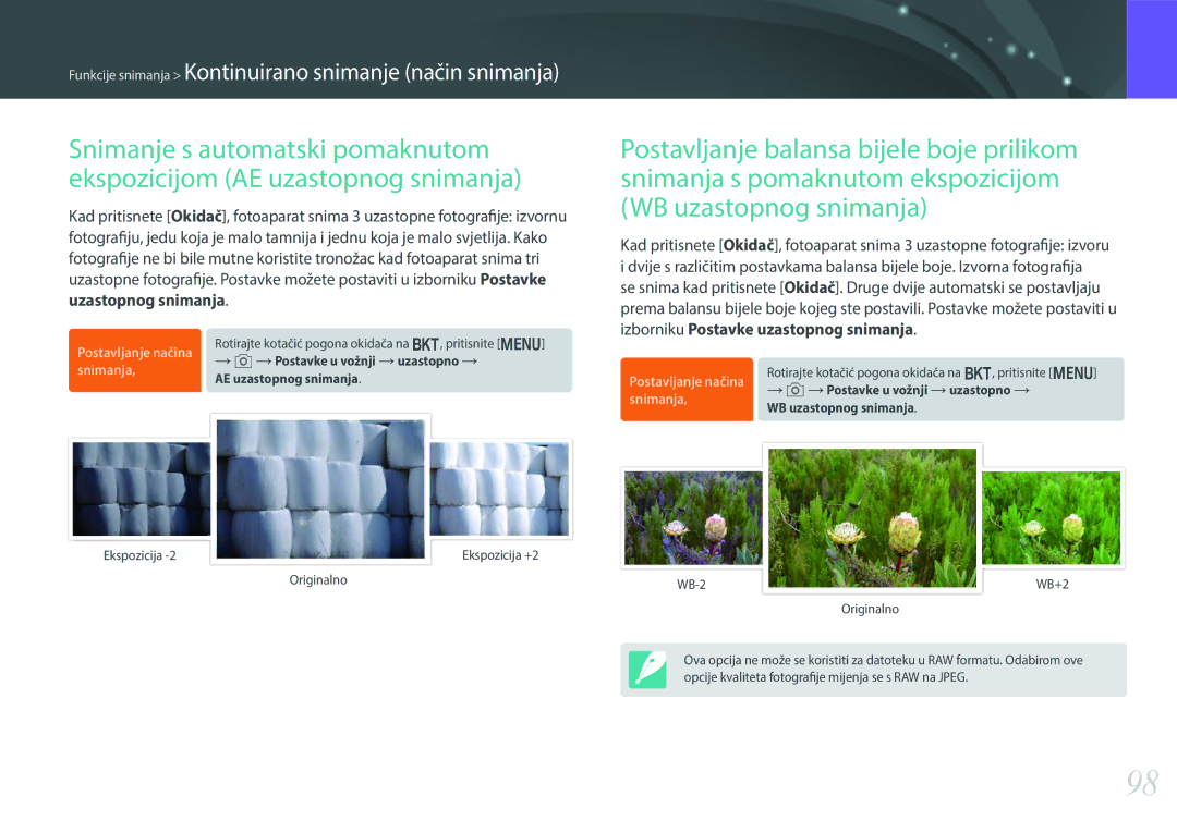 Samsung EV-NX30ZZBGBRS manual Postavke u vožnji Uzastopno 