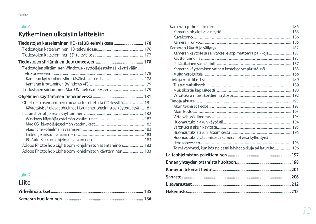 Samsung EV-NX30ZZBGBDK, EV-NX30ZZBGBSE manual 176, 178, 181, 197, 198, 201, 206, 212, 213 