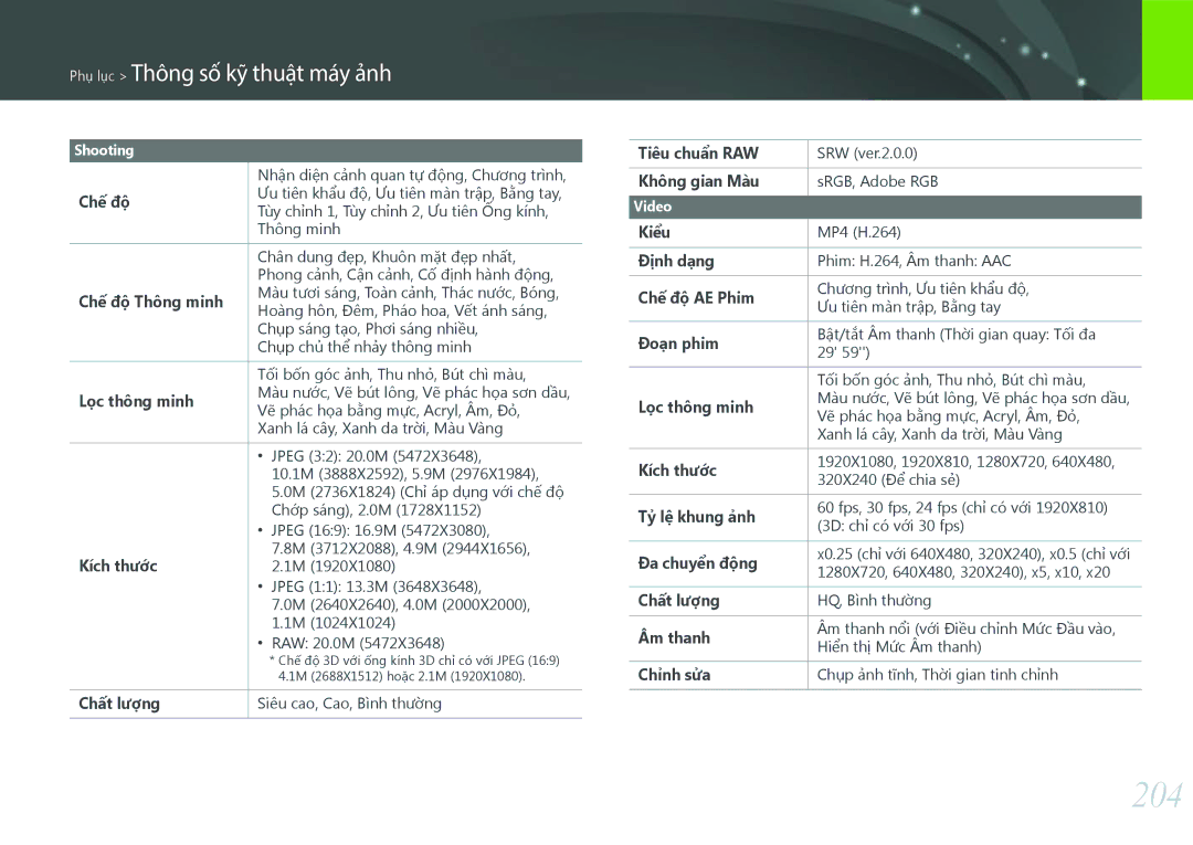 Samsung EV-NX30ZZBGBVN manual 204 