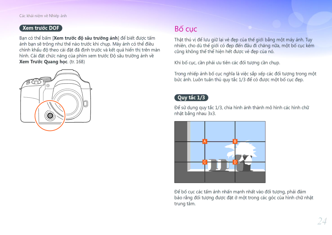 Samsung EV-NX30ZZBGBVN manual Xem trước DOF, Quy tắc 1/3 