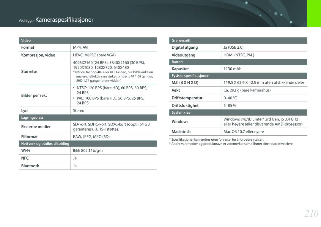 Samsung EV-NX500ZBMIDK, EV-NX500ZBMHDK, EV-NX500ZBMJDK, EV-NX500ZBMHSE, EV-NX500ZBMISE, EV-NX500ZBMJSE manual 210 