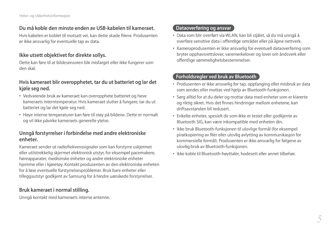 Samsung EV-NX500ZBMHDK, EV-NX500ZBMIDK manual Ikke utsett objektivet for direkte sollys, Bruk kameraet i normal stilling 