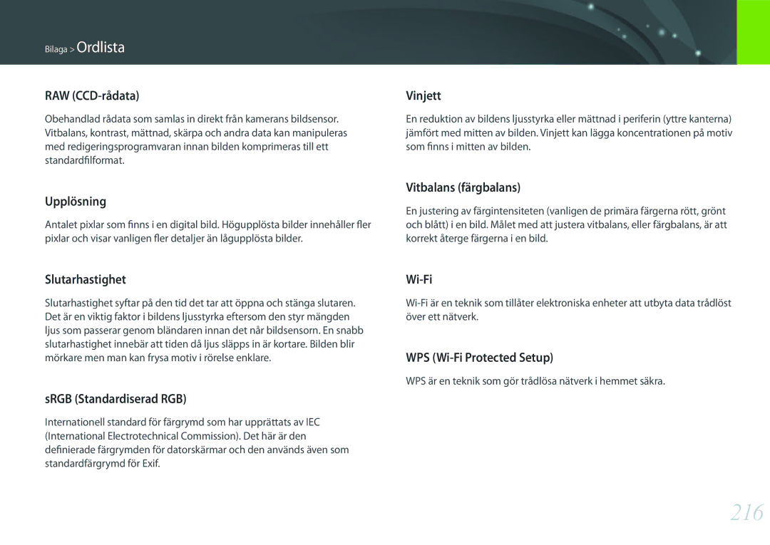 Samsung EV-NX500ZBMIDK, EV-NX500ZBMHDK, EV-NX500ZBMJDK, EV-NX500ZBMHSE, EV-NX500ZBMISE, EV-NX500ZBMJSE manual 216 