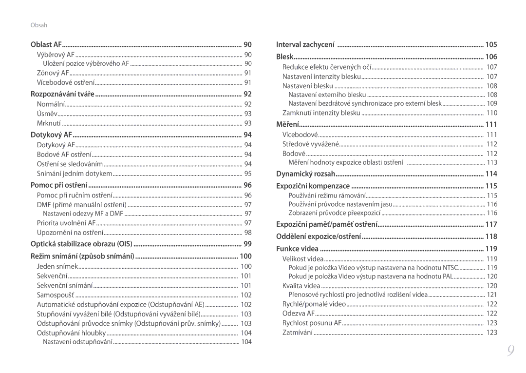 Samsung EV-NX500ZBMIHU, EV-NX500ZBMICH, EV-NX500ZBMHHU manual 100, 105, 106, 111, 114, 115, 117, 118, 119 