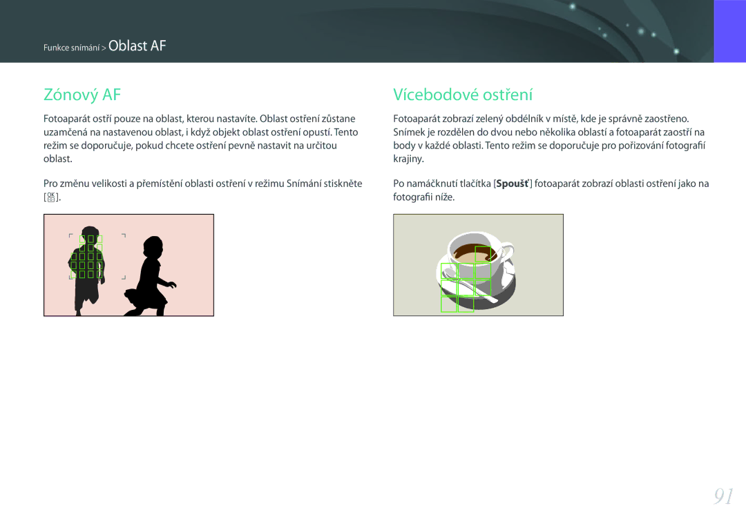 Samsung EV-NX500ZBMHHU, EV-NX500ZBMICH, EV-NX500ZBMIHU manual Zónový AF, Vícebodové ostření 