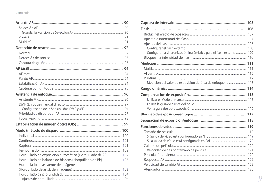 Samsung EV-NX500ZBMIES, EV-NX500ZBMHES manual 100, 105, 106, 111, 114, 115, 117, 118, 119 