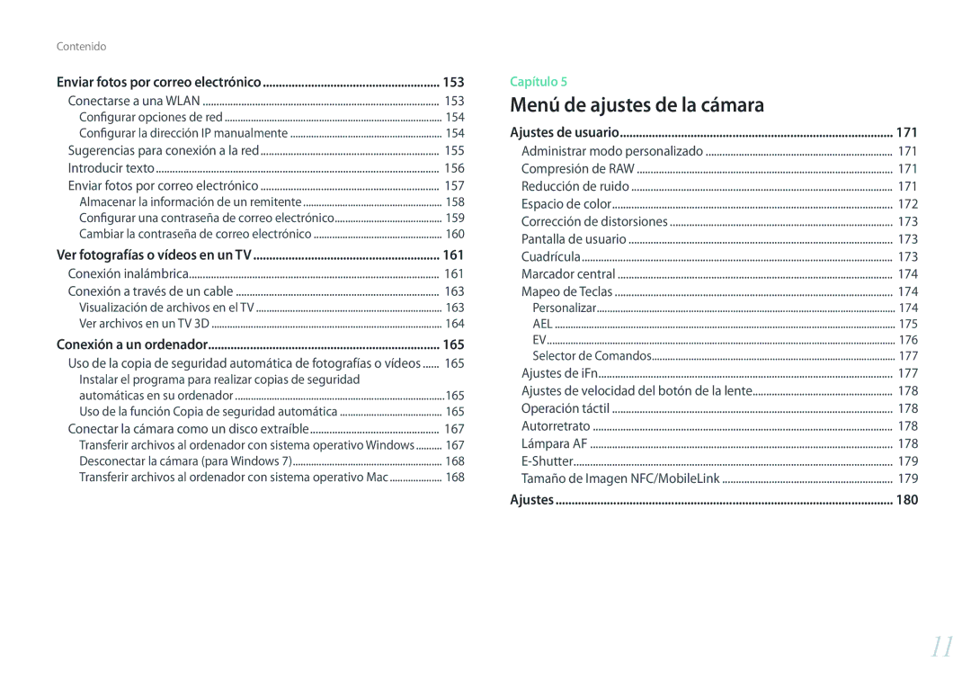 Samsung EV-NX500ZBMIES, EV-NX500ZBMHES manual 153, 161, 165, 171, 180 