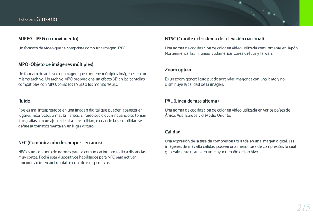 Samsung EV-NX500ZBMIES, EV-NX500ZBMHES manual 215 