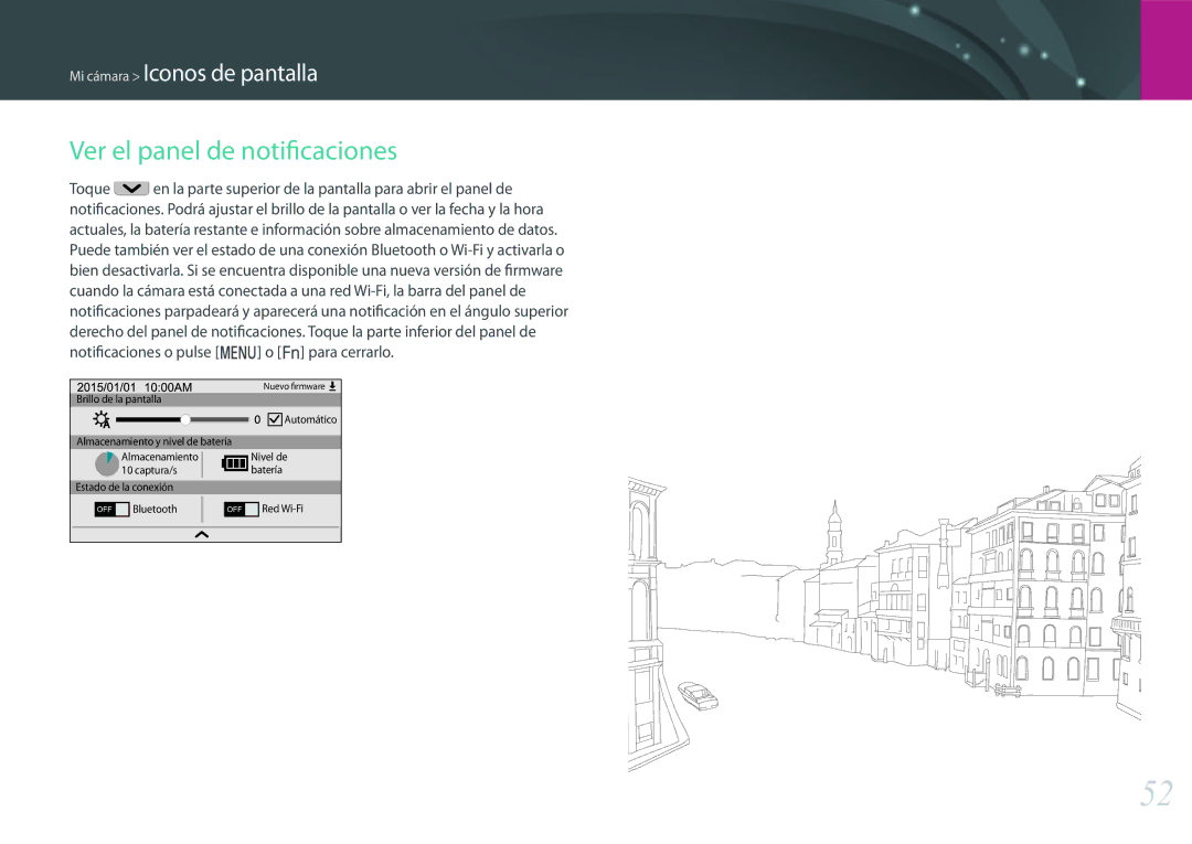 Samsung EV-NX500ZBMHES, EV-NX500ZBMIES manual Ver el panel de notificaciones 