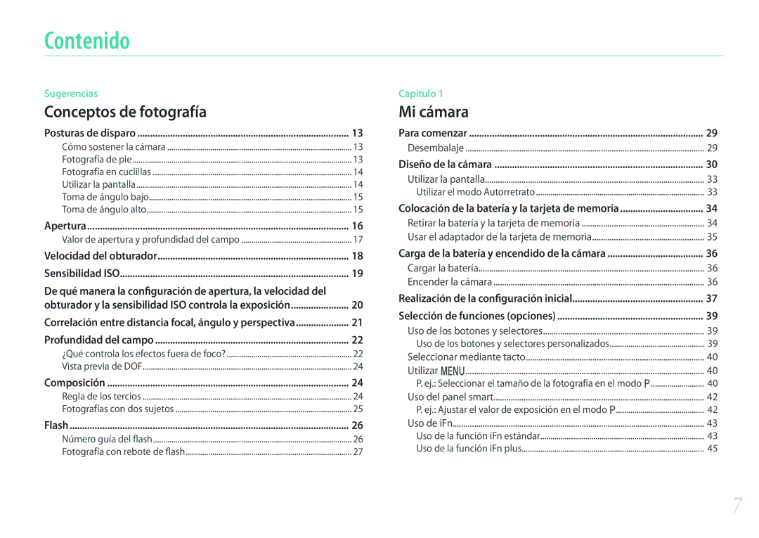 Samsung EV-NX500ZBMIES, EV-NX500ZBMHES manual Contenido 