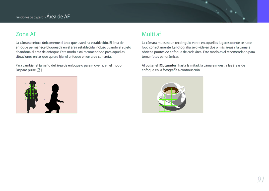 Samsung EV-NX500ZBMIES, EV-NX500ZBMHES manual Zona AF, Multi af 