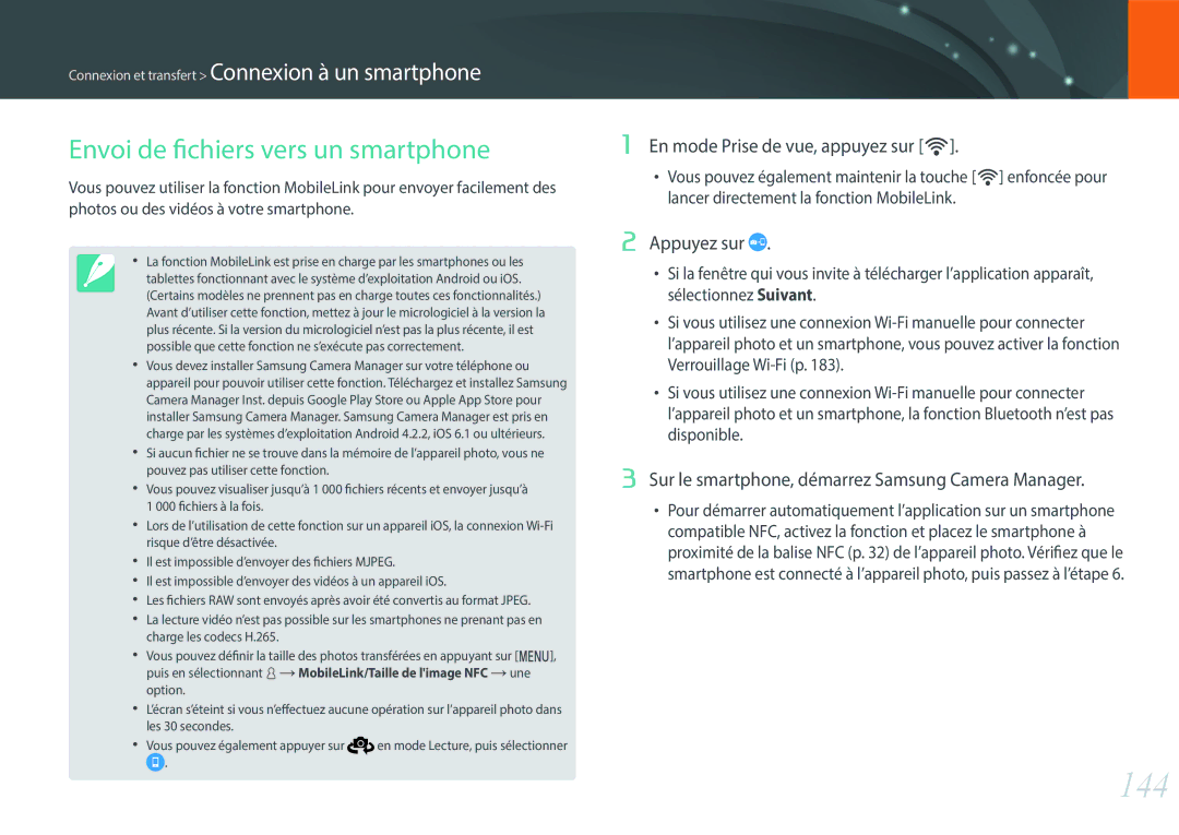 Samsung EV-NX500ZBMHFR, EV-NX500ZBMIFR manual 144, En mode Prise de vue, appuyez sur R 