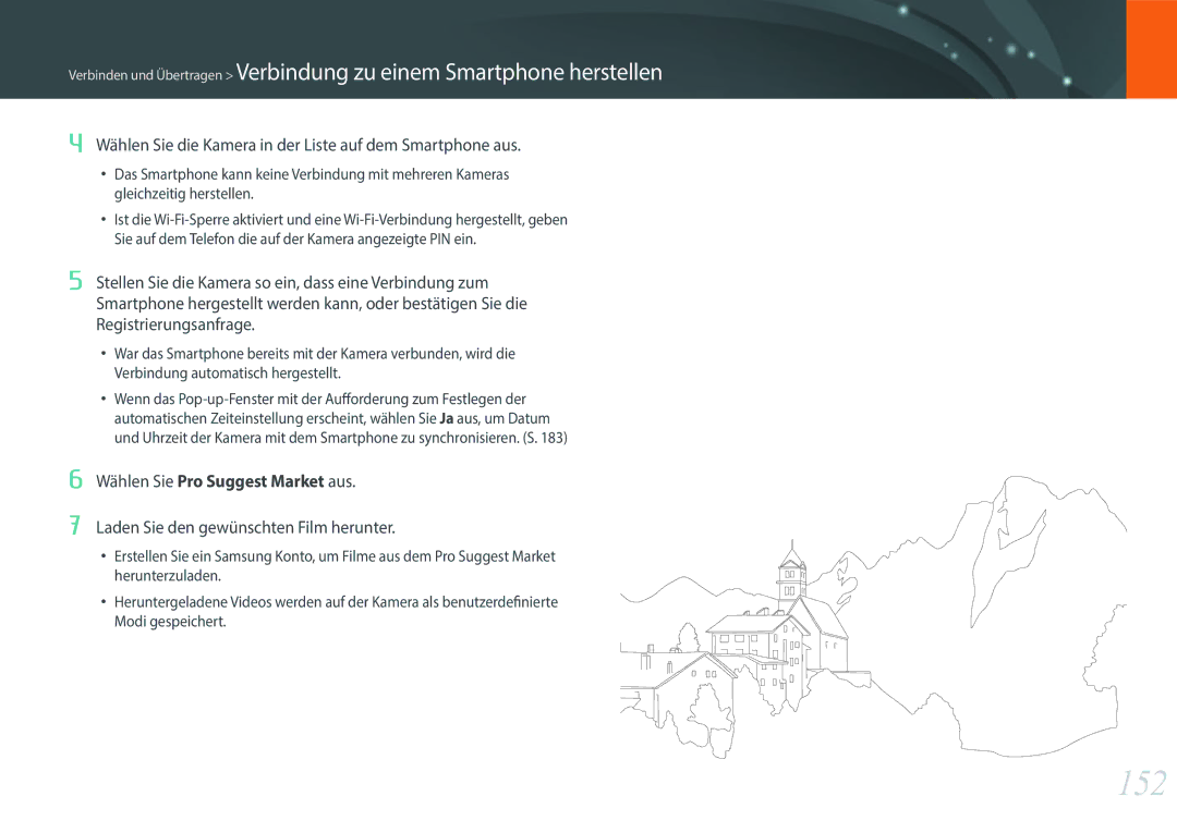 Samsung EV-NX500ZBMHFR, EV-NX500ZBMIFR, EV-NX500ZBNIDE manual 152, Wählen Sie die Kamera in der Liste auf dem Smartphone aus 