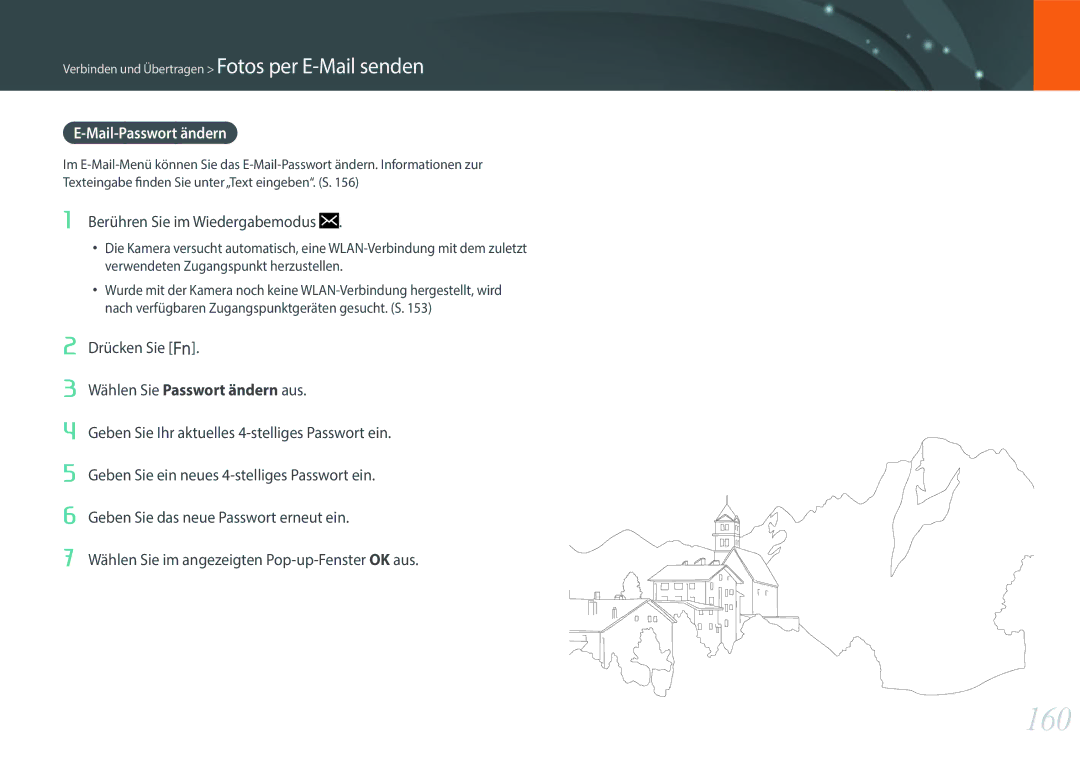 Samsung EV-NX500ZBMIFR, EV-NX500ZBNIDE, EV-NX500ZBMJDE manual 160, Mail-Passwort ändern, Wählen Sie Passwort ändern aus 