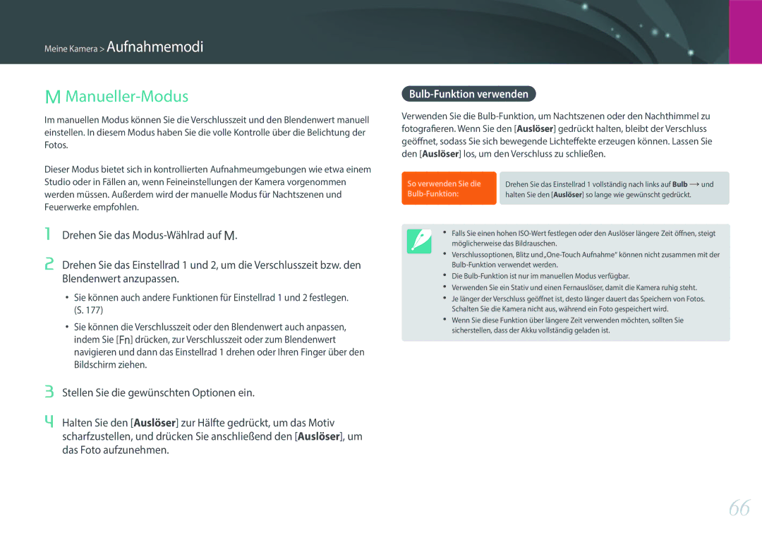 Samsung EV-NX500ZBMHDE, EV-NX500ZBMIFR manual Manueller-Modus, Drehen Sie das Modus-Wählrad auf M, Blendenwert anzupassen 