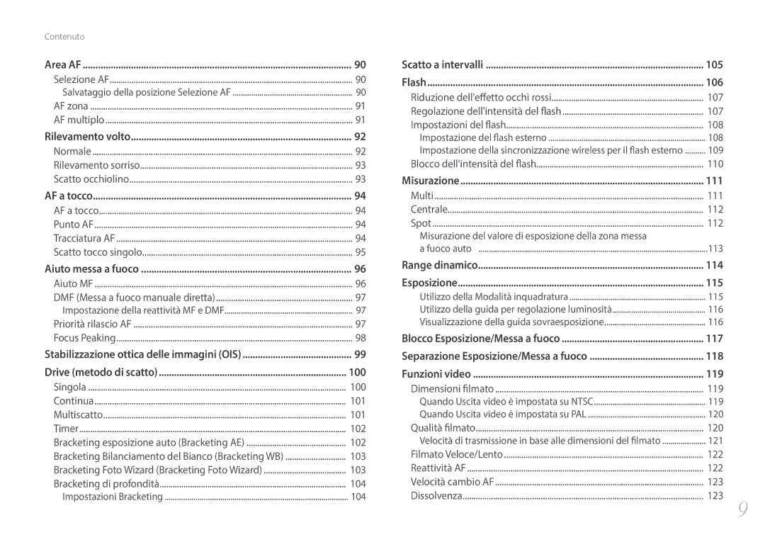 Samsung EV-NX500ZBMIIT manual 100, 105, 106, 111, 114, 115, 117, 118, 119 