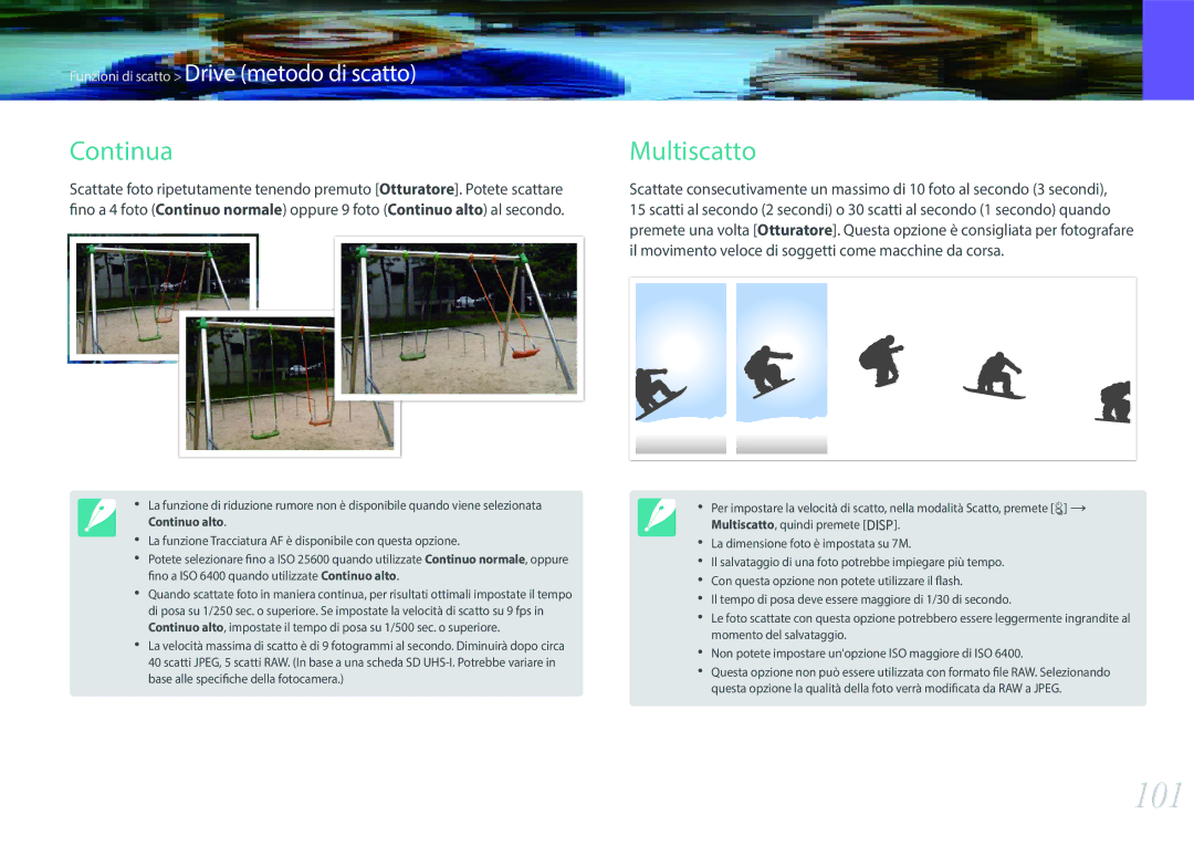 Samsung EV-NX500ZBMIIT manual 101, Continua, Multiscatto 