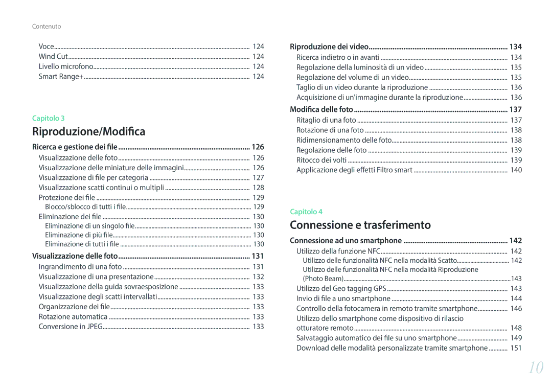 Samsung EV-NX500ZBMIIT manual 126, 137, 131, 134, 142 