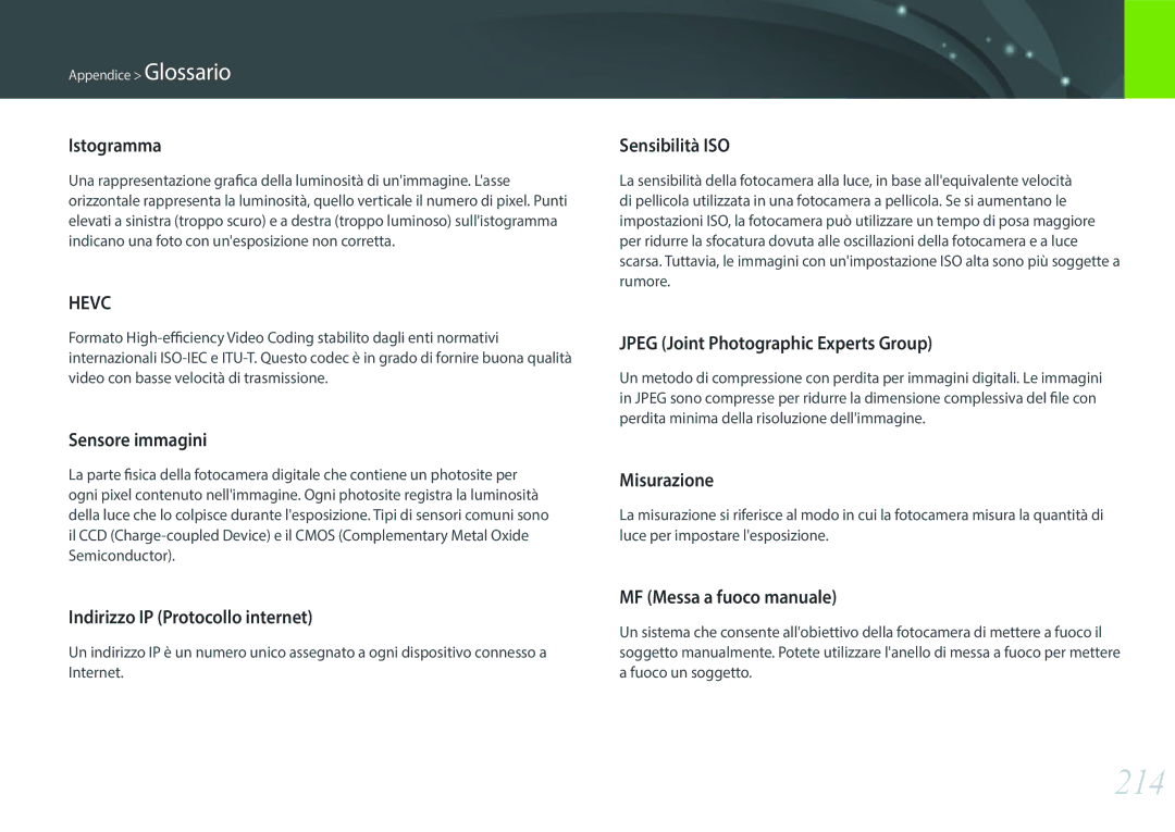 Samsung EV-NX500ZBMIIT manual 214 