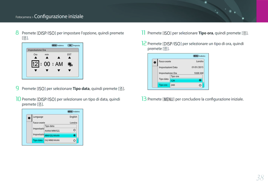 Samsung EV-NX500ZBMIIT manual Premete D/I per impostare lopzione, quindi premete o 