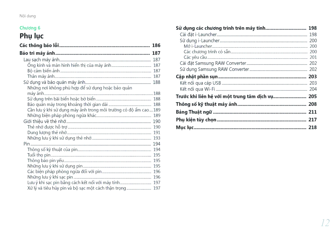 Samsung EV-NX500ZBMJVN, EV-NX500ZBMIVN manual 187, 188, 190, 194, 198, 200, 202, 203, 204 