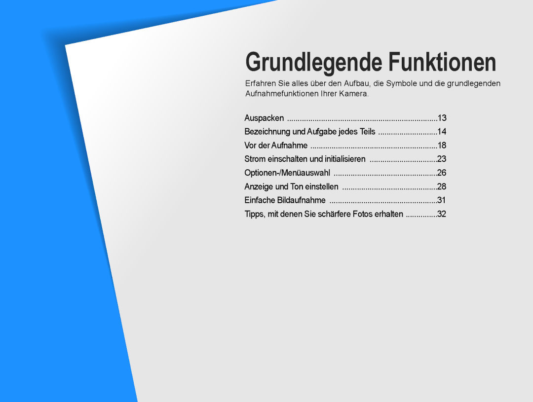 Samsung EV-NX5ZZZBABDE manual Grundlegende Funktionen 