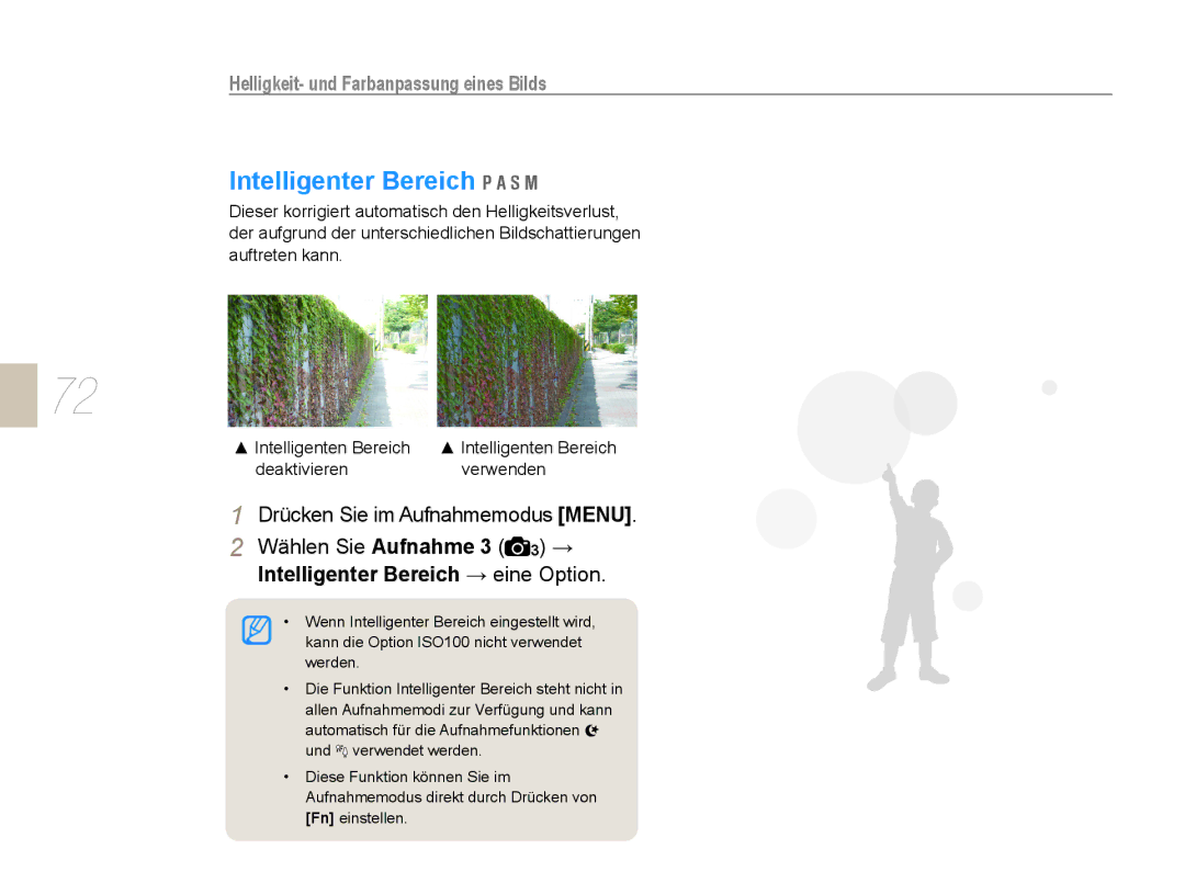 Samsung EV-NX5ZZZBABDE manual Intelligenter Bereich, Deaktivieren Verwenden 