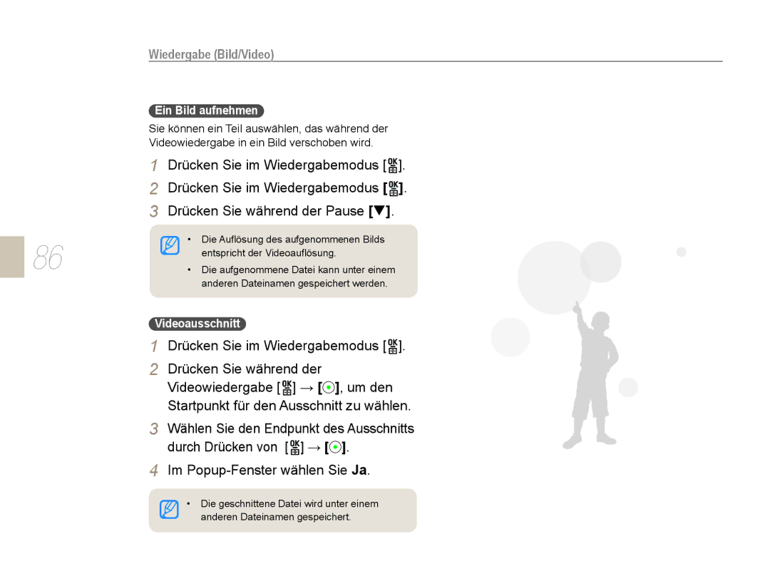 Samsung EV-NX5ZZZBABDE manual Ein Bild aufnehmen, Videoausschnitt 