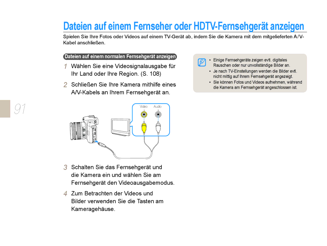 Samsung EV-NX5ZZZBABDE manual Dateien auf einem Fernseher oder HDTV-Fernsehgerät anzeigen 