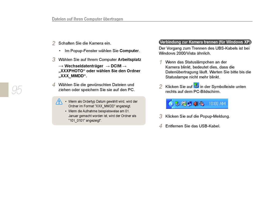 Samsung EV-NX5ZZZBABDE manual → Wechseldatenträger → Dcim →, „XXXPHOTO oder wählen Sie den Ordner 