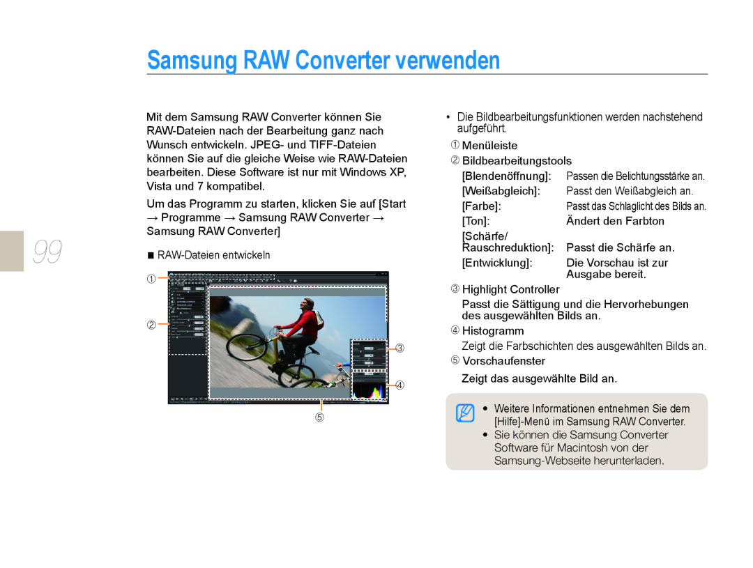 Samsung EV-NX5ZZZBABDE manual Samsung RAW Converter verwenden 