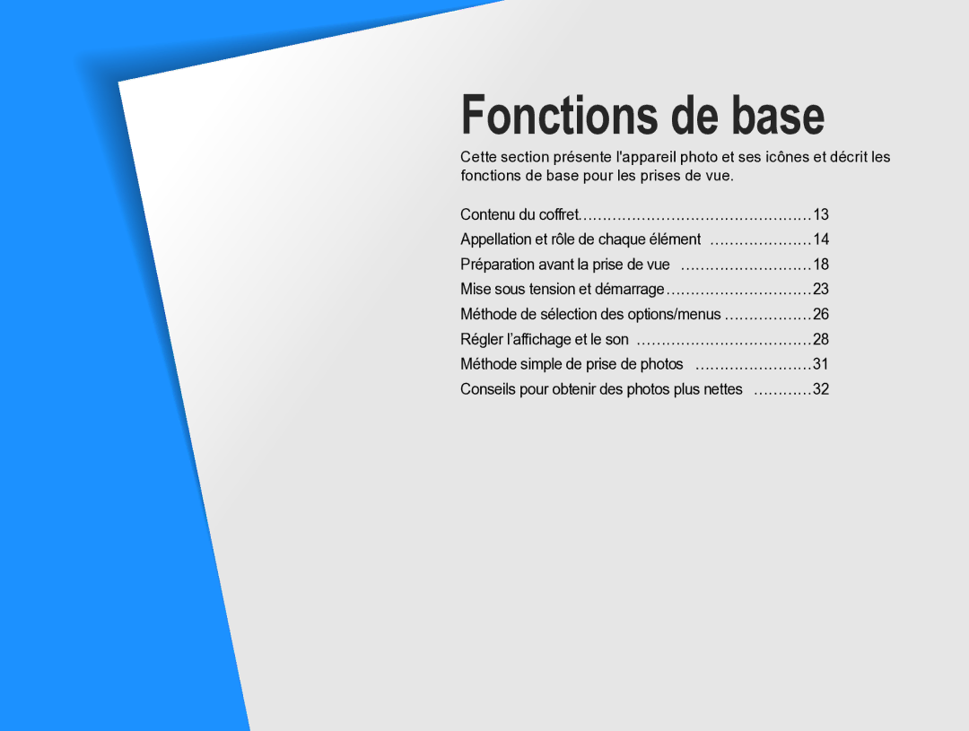 Samsung EV-NX5ZZZBABFR manual Fonctions de base 