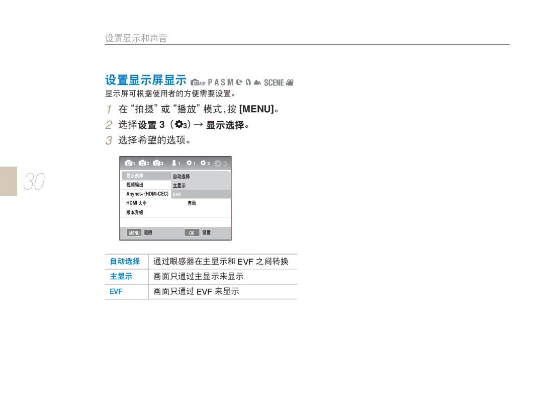 Samsung EV-NX5ZZZBABSE, EV-NX5ZZZBABIT, EV-NX5ZZZBABHU, EV-NX5ZZZBCBHU manual Evf 