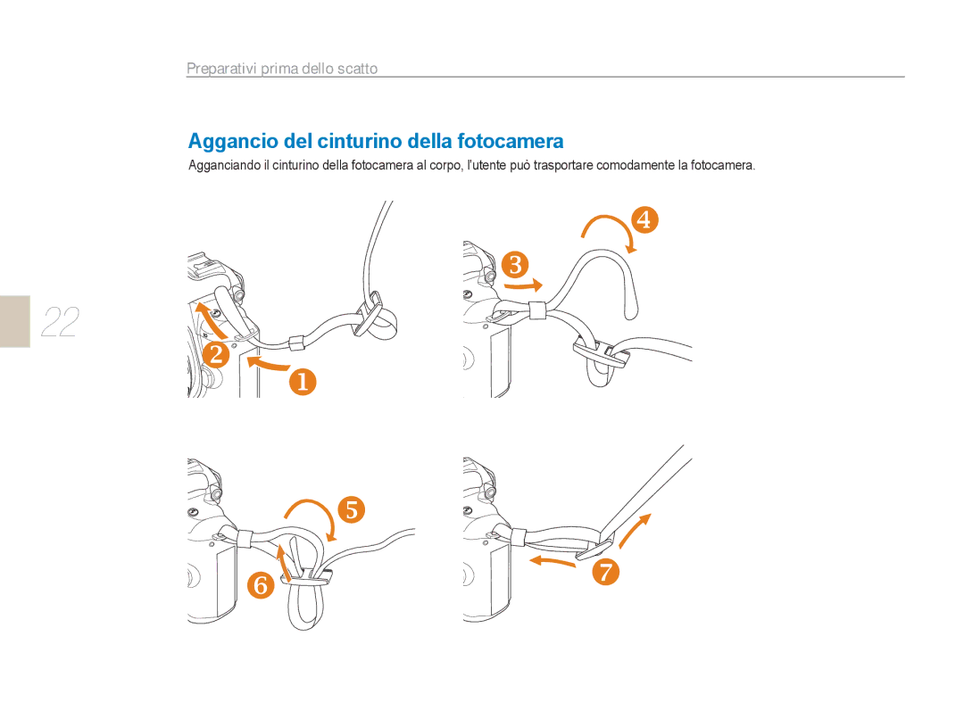 Samsung EV-NX5ZZZBABIT manual Aggancio del cinturino della fotocamera 