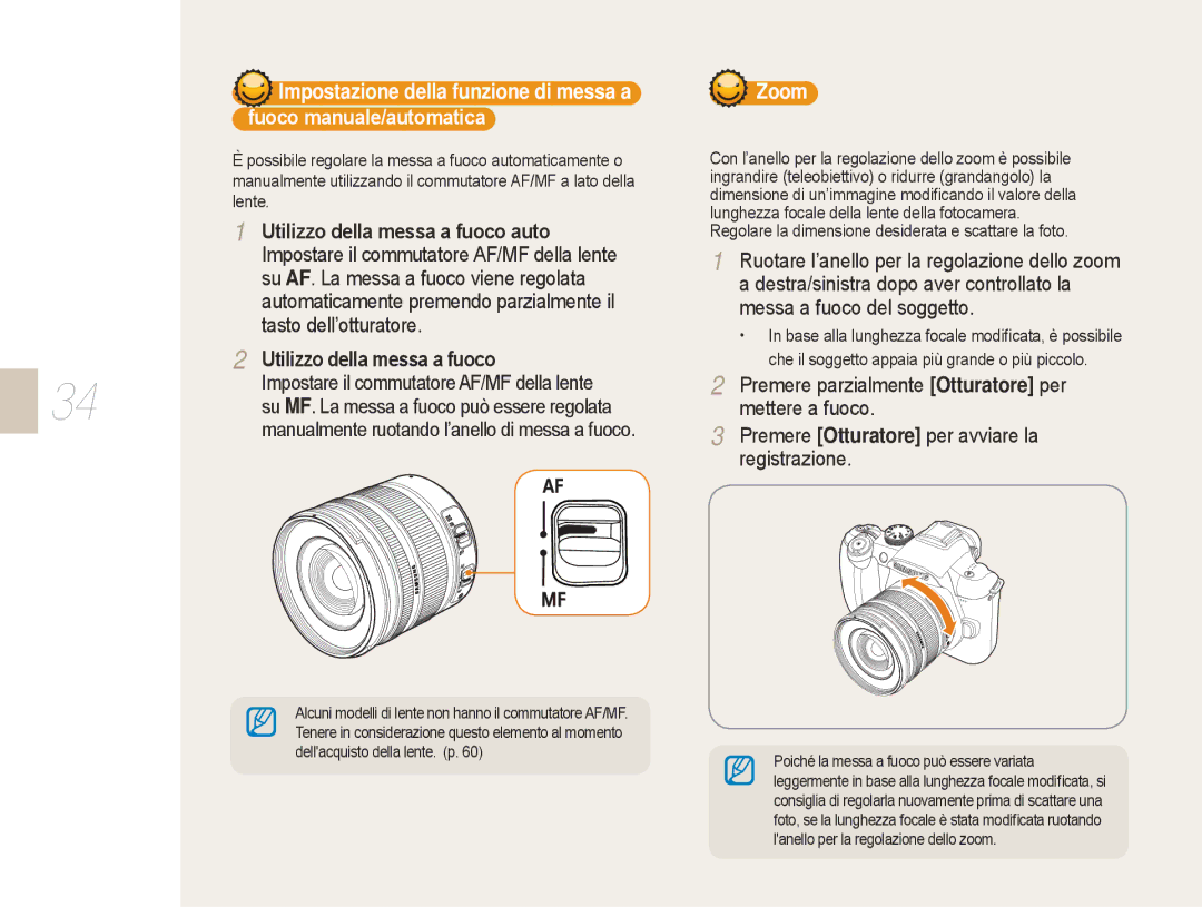 Samsung EV-NX5ZZZBABIT manual Utilizzo della messa a fuoco auto, Premere Otturatore per avviare la registrazione 