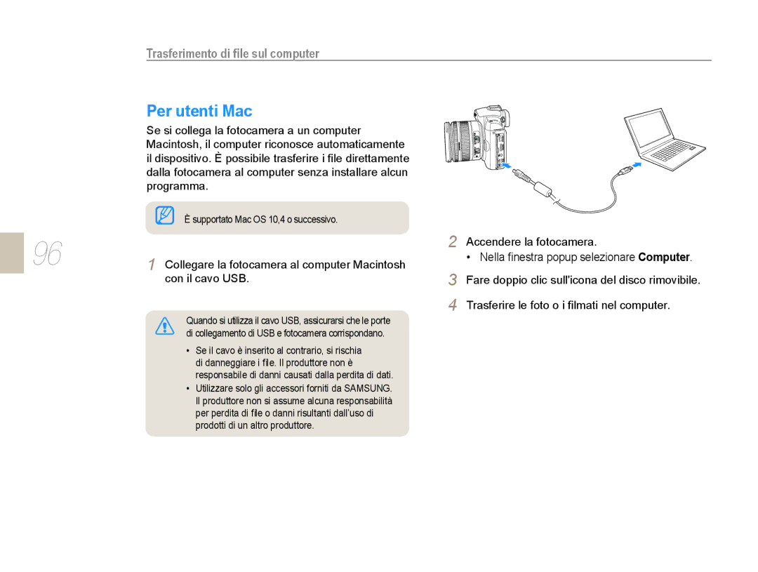 Samsung EV-NX5ZZZBABIT manual Per utenti Mac 