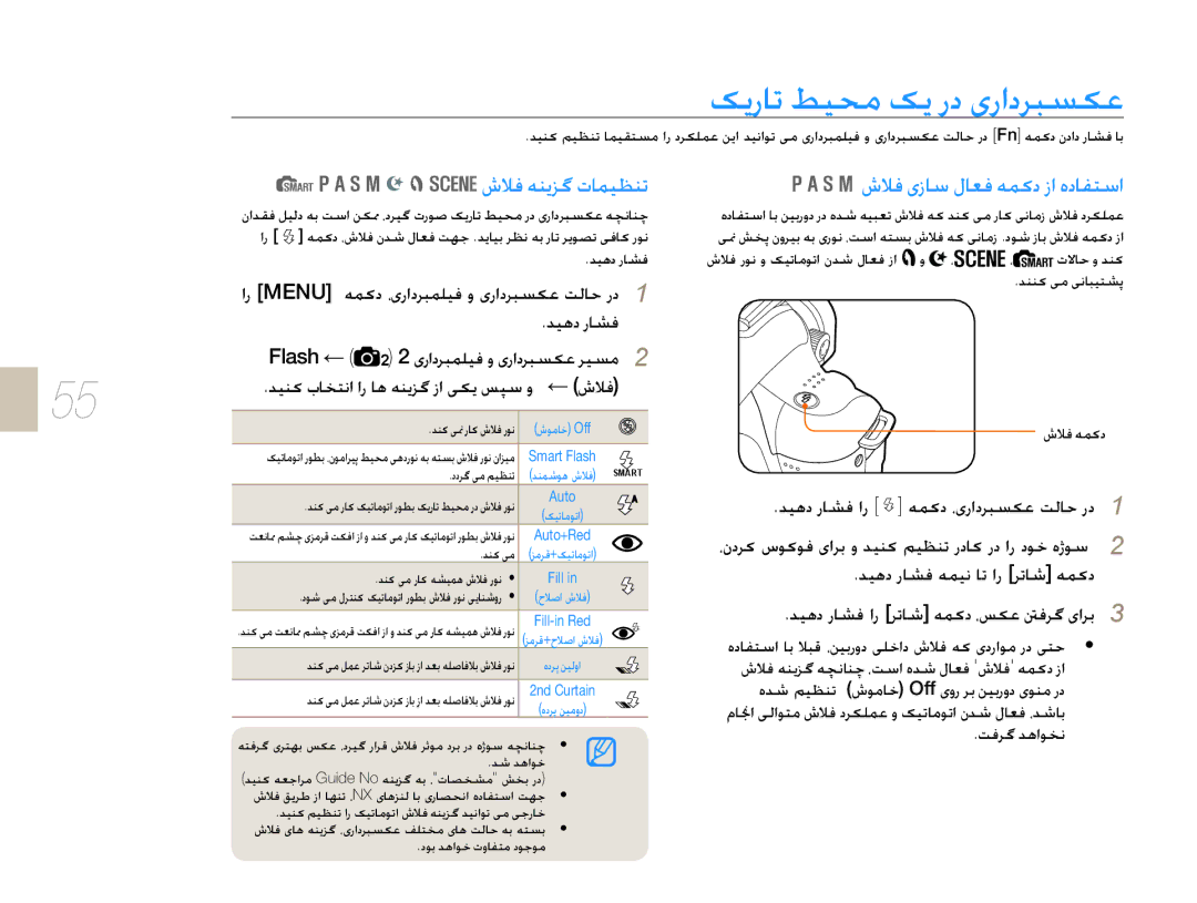 Samsung EV-NX5ZZZBABSA manual کیرات طیحم کی رد یرادربسکع, شلاف هنیزگ تامیظنت, شلاف یزاس لاعف همکد زا هدافتسا 