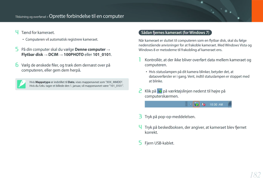 Samsung EV-NXF1ZZB2IDK manual 182, På din computer skal du vælge Denne computer, Sådan fjernes kameraet for Windows 